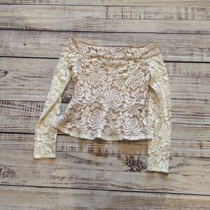 BCBGMaxAzria Cream Lace Detail Top